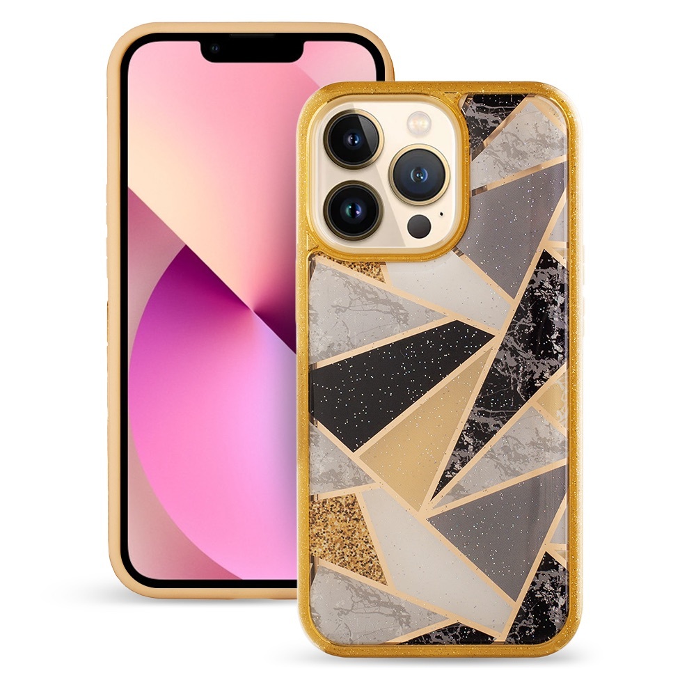 Gold Geometric Shapes Case for iPhone 13 Pro Max